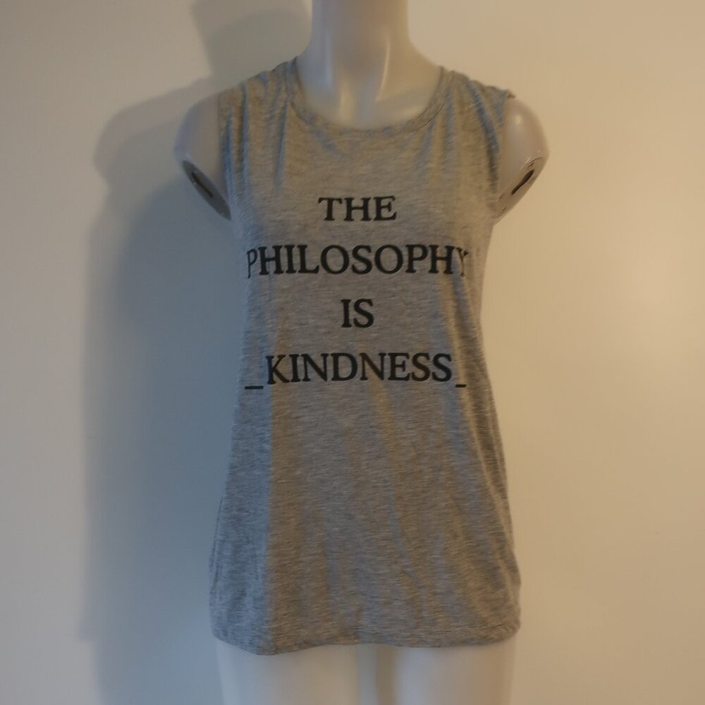 NWT Womens Luciana Gray "Philosophy/Kindness" Tank Top L